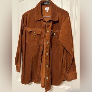 Women’s Time and Tru Brown Corduroy Shacket Size Medium